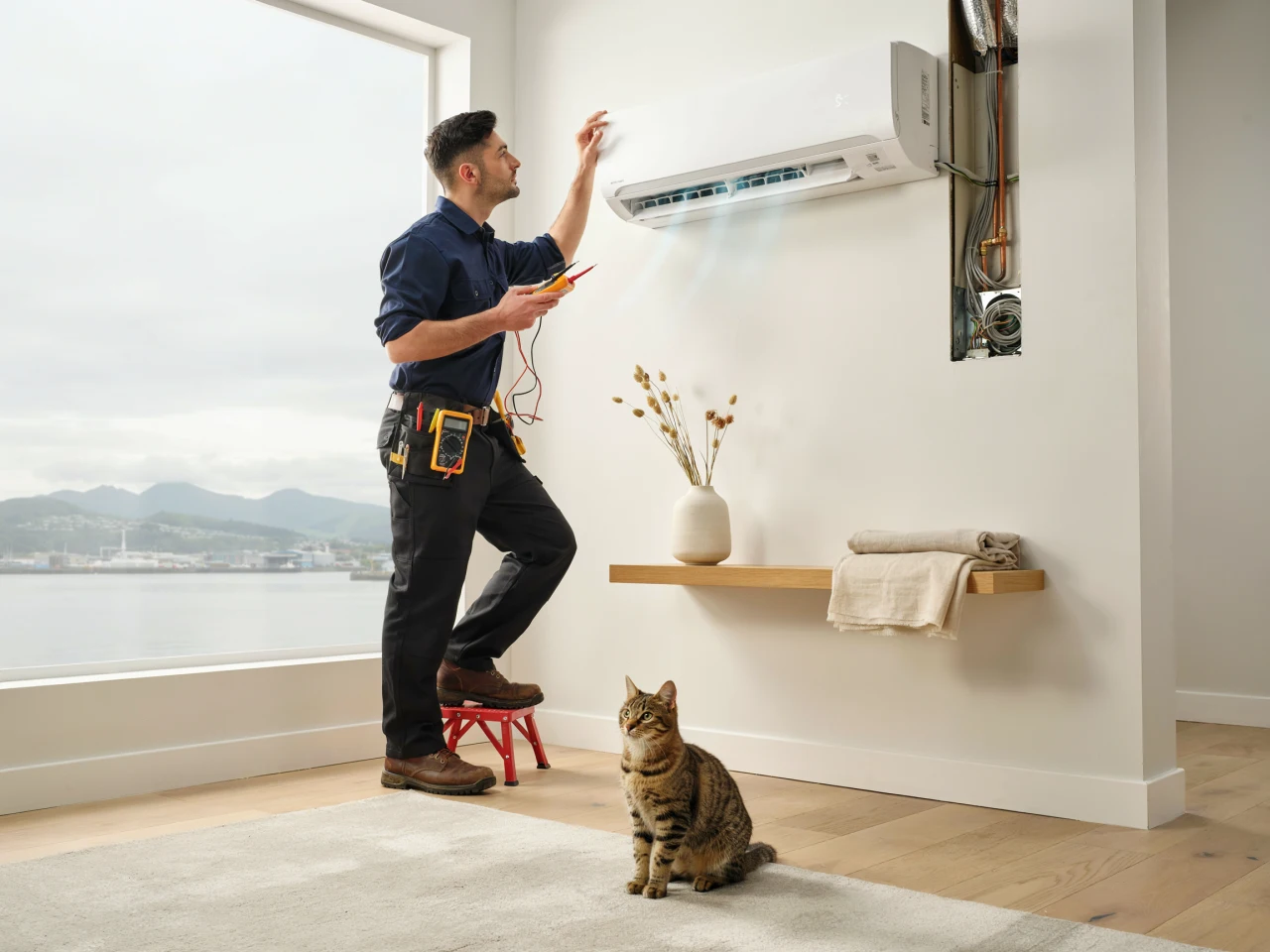 Heat pump installation in a New Plymouth home